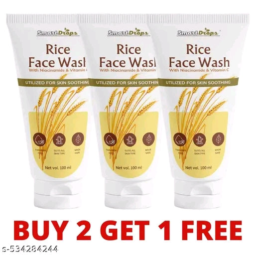 Smartdrops Rice Face Wash with Niacinamide & Vitamin C (Pack of 3)